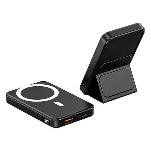 10.000mAh Dijital Göstergeli Taşınabilir 22.5W Hızlı Şarjlı Telefon Standlı Powerbank 200g Hafiflikte Ofis, Seyahatte, Alışverişte Kullanıma Uygun Şık Magsafe Powerbank ürün görseli