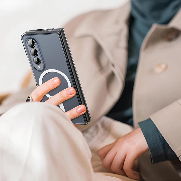 Şeffaf Mika Sararmaz Magsafe Kılıf Galaxy Z Fold 4 - 5
