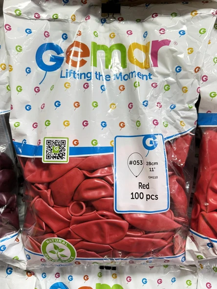 Gemar Parti Doğum Günü Organizasyon Balon - 28 Cm. - Kırmızı - 100 Adet ürün görseli 1