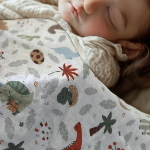Çok Amaçlı Müslin Örtü 60x95 3 Katlı %100 Pamuk Unisex Müslin Bebek Battaniyesi - Yenidoğan Hediyesi - 3
