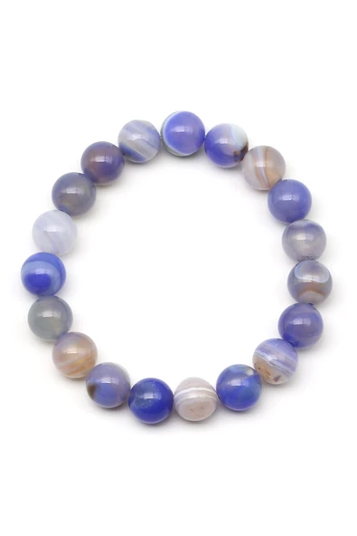 Madagaskar Akik Doğal Taş Bileklik 10 mm Küre Kesim - Resim 2