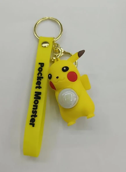Anahtarlık Pokemon Pikachu Işıklı Çizgi Film Slikon Anahtarlık Çanta Cüzdan Süsü - Resim 2