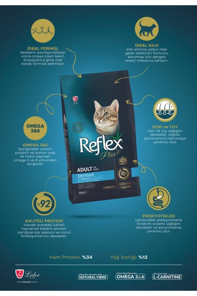 Sterilised Kısırlaştırılmış Somonlu Kedi Maması 8 Kg - Resim 2