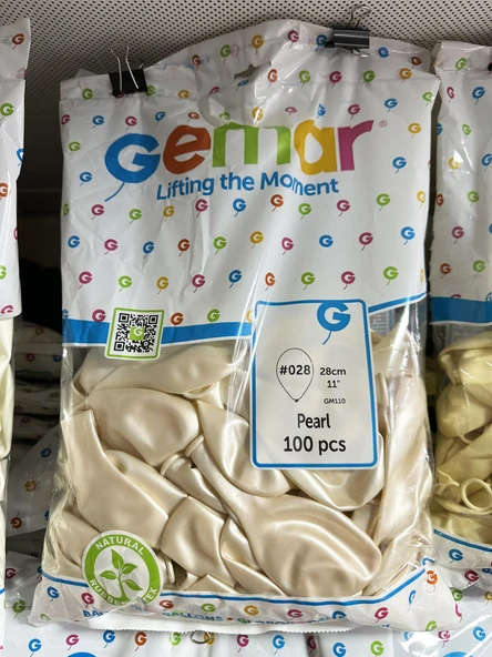 Gemar Parti Doğum Günü Organizasyon Balon - 28 Cm. - Ivory - İnci Beyaz - 100 Adet ürün görseli 1