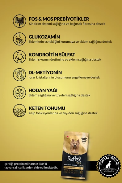 Plus Yorkshire Terrier Hypoallergenic Tavuklu Yetişkin Köpek Maması 2 Kg - Resim 3