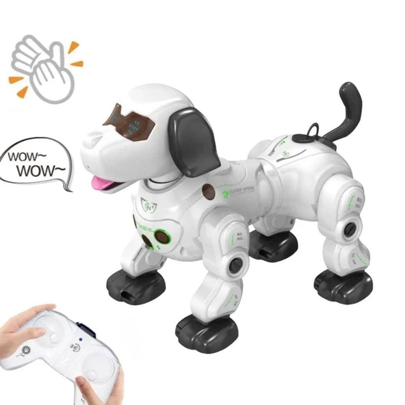 VaVardem Uzaktan Kumandalı Işıklı ve Sesli Akıllı Robot Köpek - Beyaz - 4