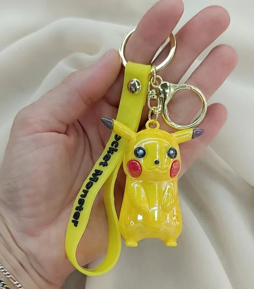 Anahtarlık Pokemon Pikachu Işıklı Slikon Lüks Anahtarlık Çizgi Film Çanta Cüzdan Süsü - Resim 2