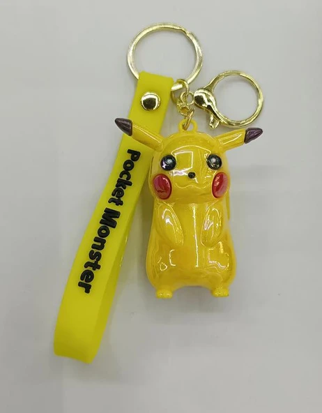 Anahtarlık Pokemon Pikachu Işıklı Slikon Lüks Anahtarlık Çizgi Film Çanta Cüzdan Süsü
