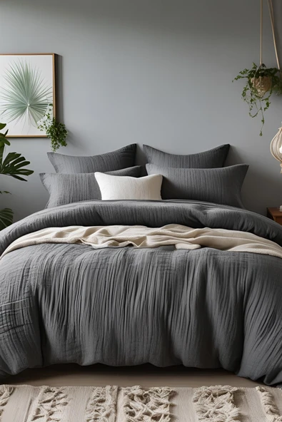 Müslin Yastık Kılıfı Seti 2li 50x70 Yumuşak Doku Lüks Pamuk Premium Organik Pamuklu 2 Yastık Kılıfı - 10