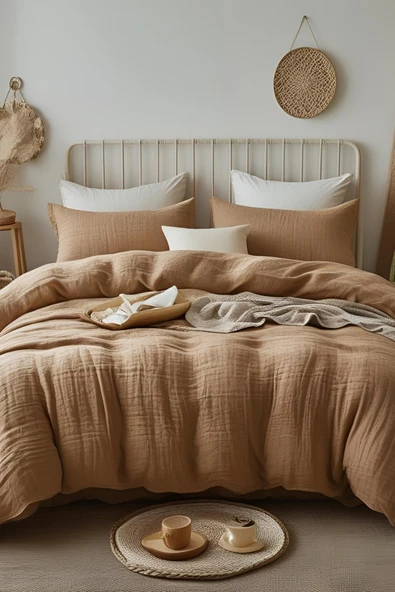 Müslin Yastık Kılıfı Seti 2li 50x70 Yumuşak Doku Lüks Pamuk Premium Organik Pamuklu 2 Yastık Kılıfı - 4