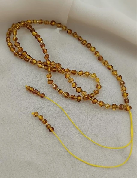 Kolye Kehribar Amber Doğaltaş Ayarlanabilir İp Yetişkin Kolyesi