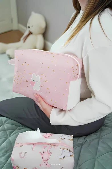 Flora 2’li Yenidoğan Çantası, Bebek Bezi/Kıyafeti Çantası ve Islak Mendil Çantası Alt Bakım Seti - Resim 2