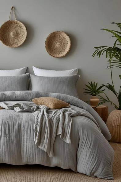 Müslin Yastık Kılıfı Seti 2li 50x70 Yumuşak Doku Lüks Pamuk Premium Organik Pamuklu 2 Yastık Kılıfı - 7