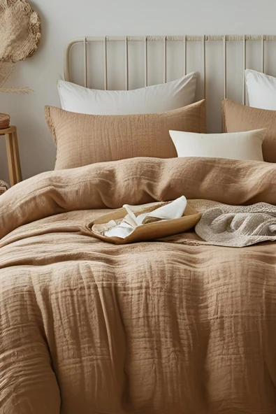 Müslin Yastık Kılıfı Seti 2li 50x70 Yumuşak Doku Lüks Pamuk Premium Organik Pamuklu 2 Yastık Kılıfı - 6