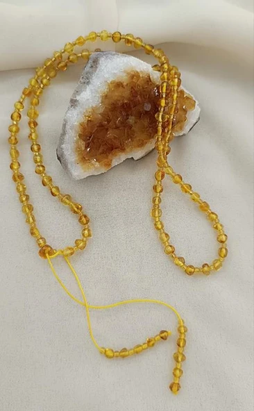 Kolye Kehribar Amber Doğaltaş Ayarlanabilir İp Yetişkin Kolyesi - 2