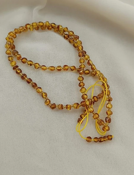Kolye Kehribar Amber Doğaltaş Ayarlanabilir İp Yetişkin Kolyesi - 5