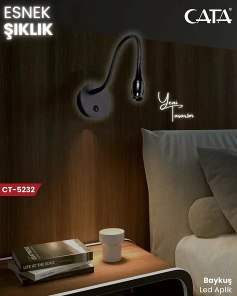 CATA CT-5232 3W LED Esnek Boyunlu Yatak Başı Okuma Apliği Baykuş Modeli Günışığı 3200K - 7