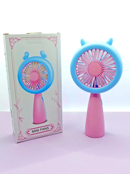 Şarj Edilebilir Işıklı Fanlı Kulaklı Vantilatör - Pembe