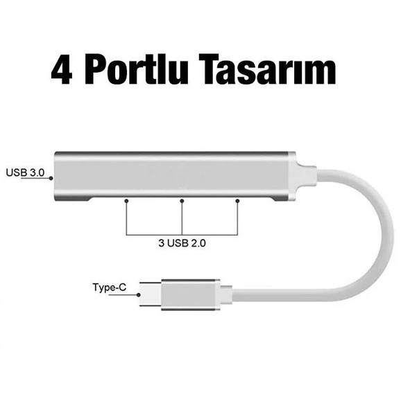 Zhltools C-809 4in1 Type-C to USB Hub Adaptör Çevirici Dönüştürücü Çoğaltıcı - 2