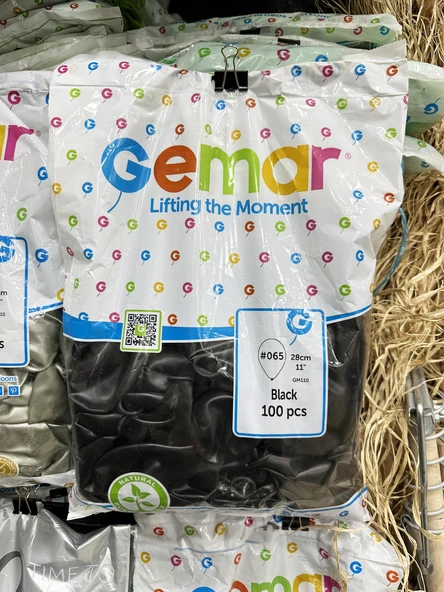 Gemar Parti Doğum Günü Organizasyon Balon - 28 Cm. - Ivory - Siyah - 100 Adet ürün görseli 1