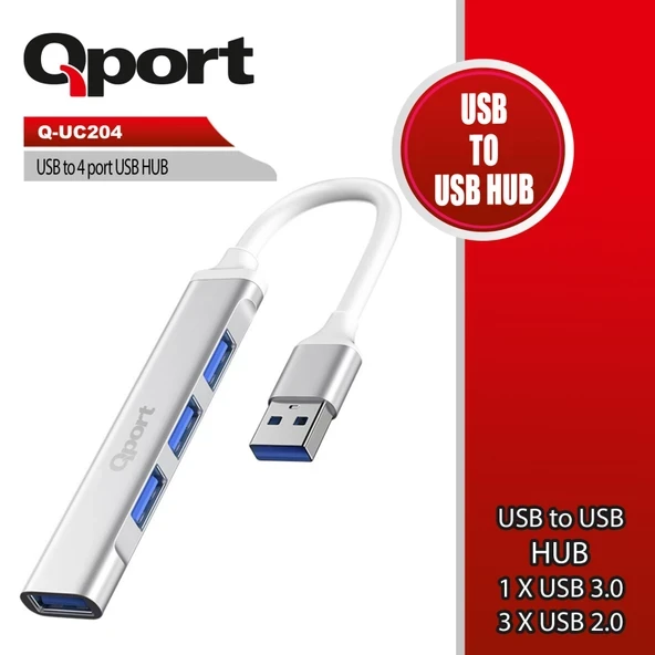 QPORT Q-UC204 USB TO 4 PORT USB ÇOKLAYICI ürün görseli 1