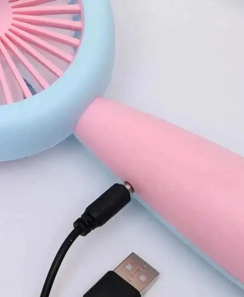 Şarj Edilebilir Işıklı Fanlı Kulaklı Vantilatör - Pembe - 5