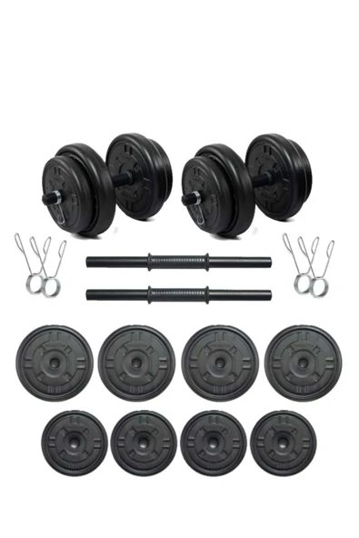 Mocca Style 32 Kg Ağırlık Seti Dambıl , Vücut Geliştirme Aleti ,halter Seti 30 Kg Plaka Ağırlığı - 2