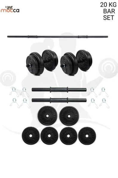 Mocca Style 22 Kg 150 Cm Barlı Halter Seti Ve Dambıl Seti Ağırlık Fitness Seti