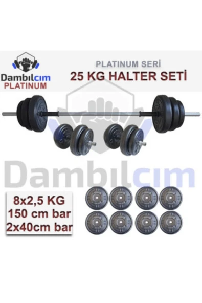 Dambılcım Platinum 25 kg Halter Seti 25 kg Dambıl Seti Ağırlık Seti Vücut Geliştirme Aleti - 3