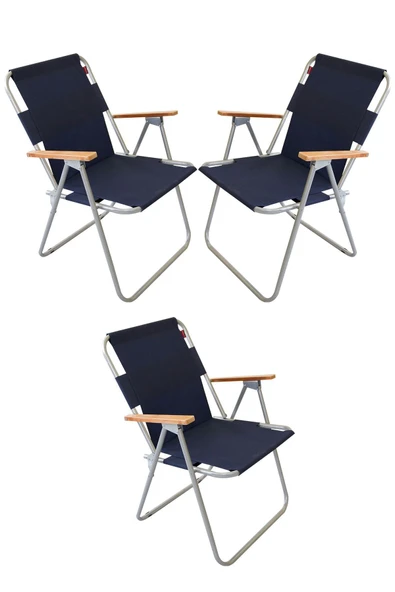 Bofigo 3 Adet Bahçe Sandalyesi Katlanır Sandalye Balkon Sandalyesi Lacivert ürün görseli