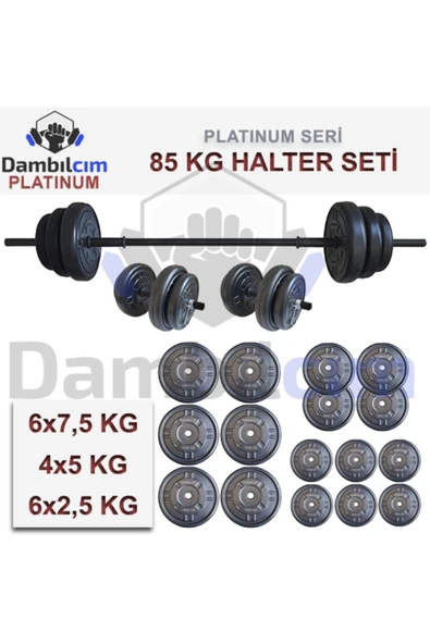 Dambılcım Platinum 85 KG Halter Seti 85 KG Dambıl Seti Ağırlık Seti Vücut Geliştirme Aleti - 2
