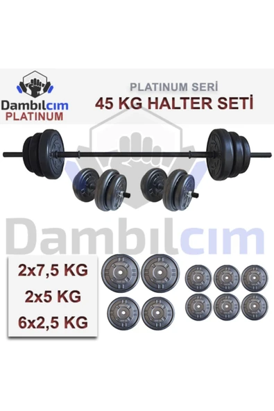 Dambılcım Platinum 45 KG Halter Seti 45 KG Dambıl Ağırlık Seti Vücut Geliştirme - 2