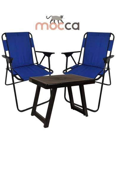 Bofigo 50x40 Plastik Atresit Katlanır Masa 2 Adet Katlanır Sandalye Kamp Seti Bahçe Takım Mavi ürün görseli