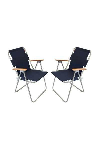 Bofigo 60x80 Katlanır Masa + 2 Adet Katlanır Sandalye Kamp Seti Bahçe Balkon Takımı Lacivert - Resim 3