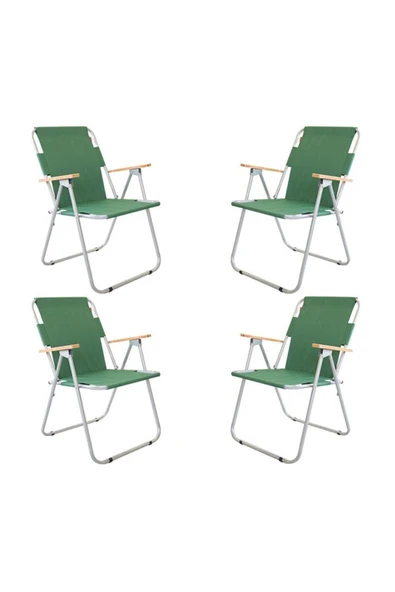 Mocca Style Kamp Sandalyesi Katlanır Ahşap Kollu Kamp Piknik Sandalyesi 4 Lü