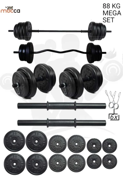 Dambılcım Mocca Style 88 Kg Z-barlı Megaset Halter Seti Ve Dambıl Seti ,ağırlık Seti, Fitnes - 2