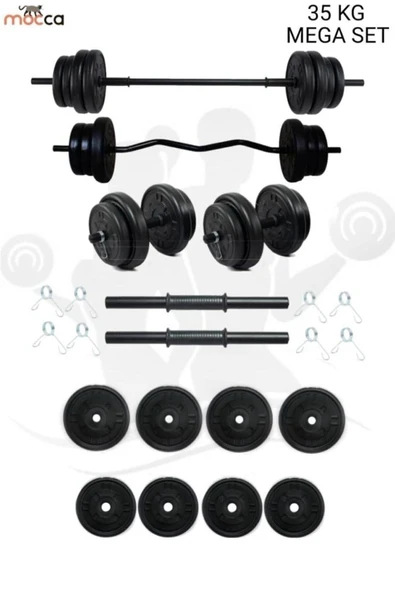 Mocca Style 38 Kg Z-barlı Megaset Halter Seti Ve Dambıl Seti Ağırlık Fitness Seti