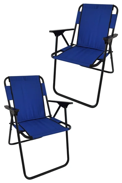 Bofigo 60x80 Beyaz Katlanır Masa + 2 Adet Katlanır Sandalye Kamp Seti Bahçe Takımı Mavi - 2