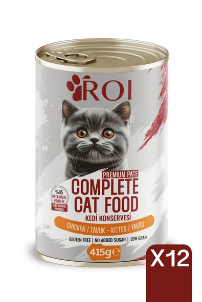 Roi Tavuklu Yavru Kedi Yaş Mama 415 Gr x 12 Adet