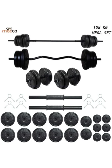 Mocca Style 108 Kg Z-Barlı MEGASET Halter Seti Ve Dambıl Seti ,Ağırlık Seti, ( PLAKA AGIRLIK TOPLAMI 100 Kg) ürün görseli 1