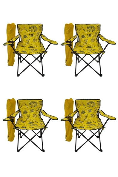 Mocca Style Sarı Rejisör Desenli Sandalye 4'lü