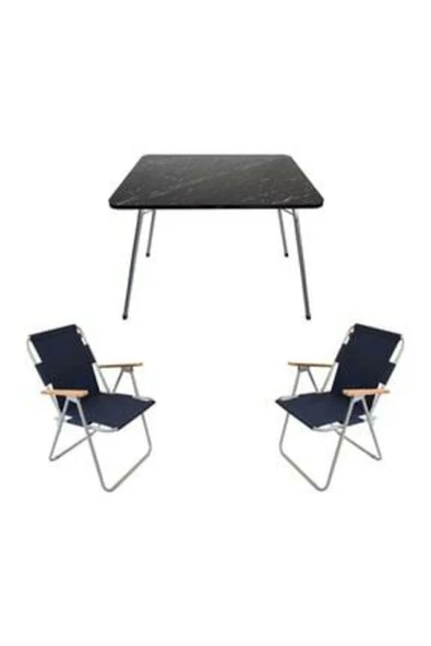 Mocca Style 60x80 Katlanır Masa + 2 Adet Lacivert - Mavi Kamp Sandalyesi Katlanır Sandalye ürün görseli