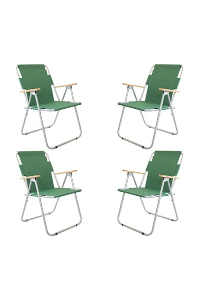 Bofigo 60x80 Çam Katlanır Masa + 4 Adet Katlanır Sandalye Kamp Seti Bahçe Balkon Takımı Yeşil - 3