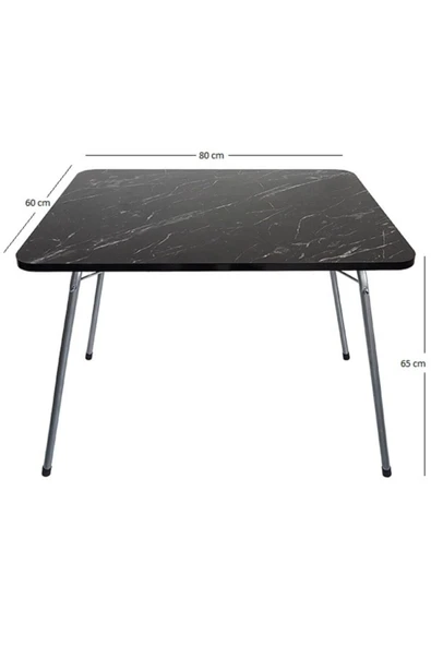 Bofigo 60x80 Granit Desenli Katlanır Masa + 4 Adet Katlanır Sandalye Kamp Seti Bahçe Takımı Kırmızı - Resim 3