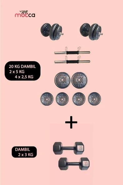 Mocca Style 20 Kg +(2 X 3 Kg) Dambıl Seti Ağırlık Ve Vücut Geliştirme Aleti 26 Kg