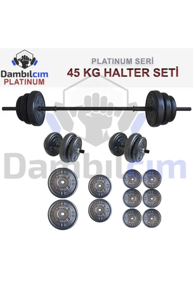 Dambılcım Platinum 45 KG Halter Seti 45 KG Dambıl Ağırlık Seti Vücut Geliştirme