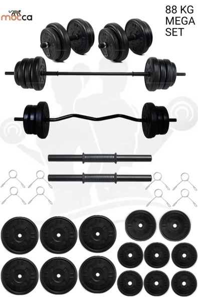 Dambılcım Mocca Style 88 Kg Z-barlı Megaset Halter Seti Ve Dambıl Seti ,ağırlık Seti, Fitnes