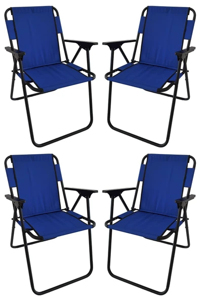 Bofigo 60x80 Granit Desenli Katlanır Masa + 4 Adet Katlanır Sandalye Kamp Seti Bahçe Takımı Mavi - Resim 2