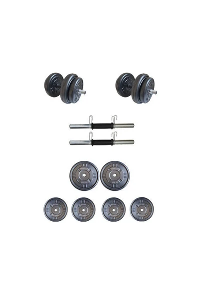 Mocca Style Plastik 20 Kg Dambıl Seti Ağırlık Ve Vücut Geliştirme Aleti 20 Kg Siyah 20 Kg Halter Seti - 2