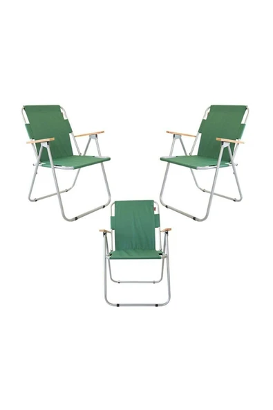 Bofigo Katlanır Masa ve 3 Adet Katlanır Sandalye Kamp Seti Yeşil - Resim 3
